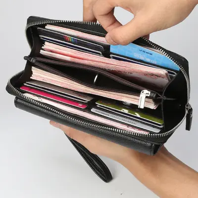 Men's Wallet baellerry Large Capacity Litchi Pattern Multi-Card Clutch - 5