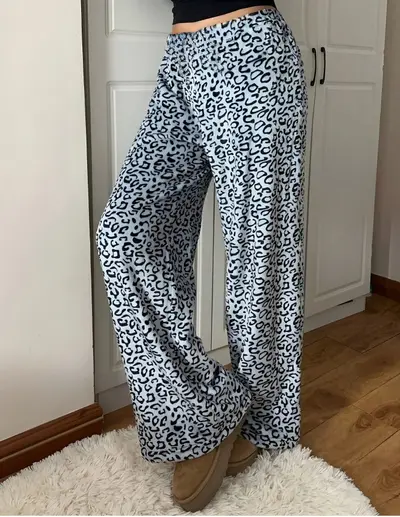 Leopard Print Long Wide-Leg Casual Pants - 10
