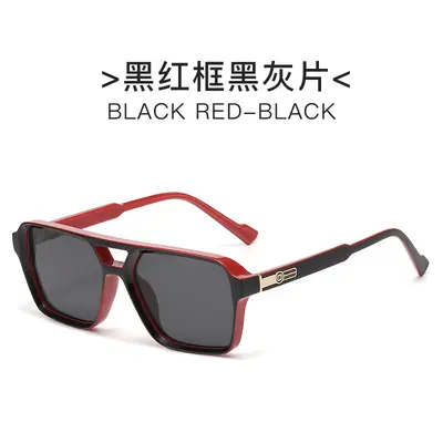 Herren-Pilotenbrille im Retro-Stil, Doppelsteg, quadratischer Rahmen, koreanischer Stil - 9