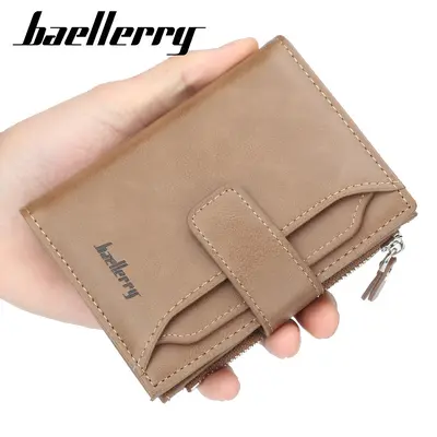 Baellerry Erkek Deri Cüzdan Üç Katlı Kısa Fermuarlı Çok Kartlık - 3