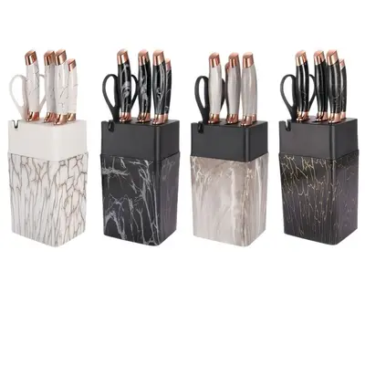 Marble pattern stainless steel kitchen knife set, 7-piece - 6