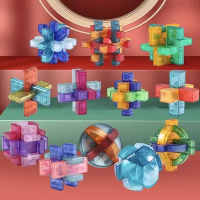 Children's Luban Lock Kongming Puzzle Set, Educational Brain Teaser for Kids - 4