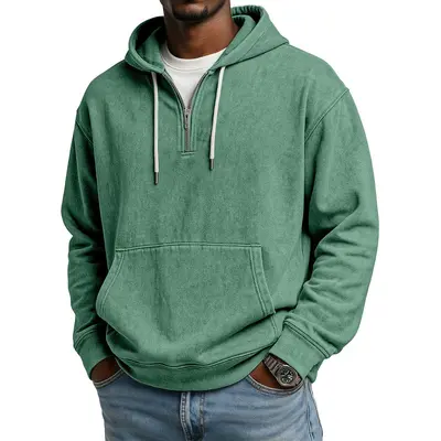 Men's Hooded Half-Zip Sweatshirt, Digital Print, Autumn 2025 - 11