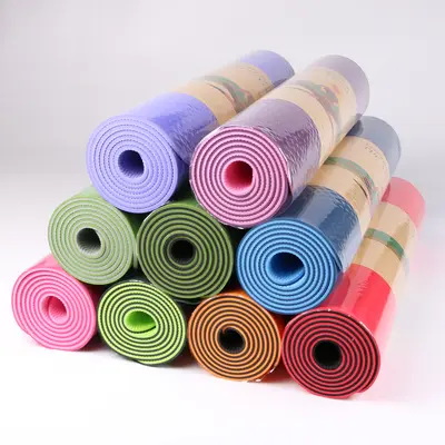 TPE Two-Tone Yoga Mat, Double-Sided Non-Slip, Odorless, With Position Lines - 2