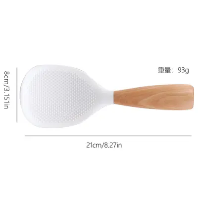 Silicone Rice Spoon, Non-Stick, Heat Resistant, Wooden Handle - 9