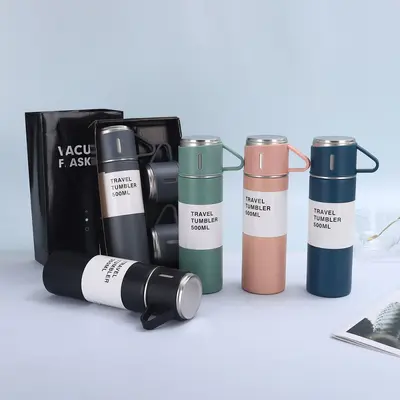 304 stainless steel insulated cup, three-lid gift set