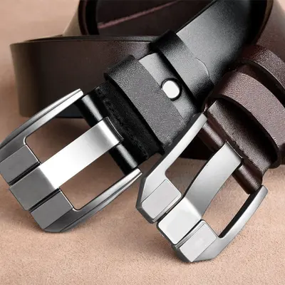 [Free Hole Punch] Men's Belt Pure Leather Pin Buckle Men's Denim Comfortable Retro Comfort Easy to Match Genuine Leather Belt - 4