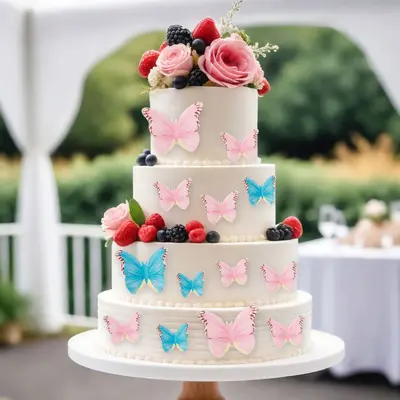 Self-Adhesive Rice Paper Butterfly Cake Plate Insert Card for Sushi and Dessert Decoration - 1