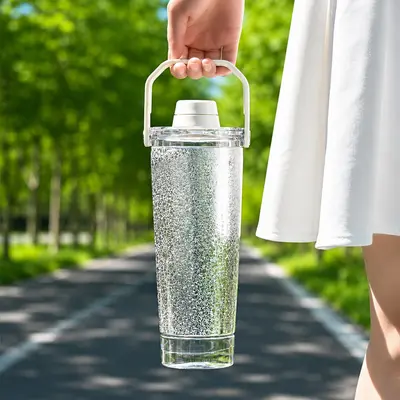 Ice-Crack Pattern Stainless Steel Shaker Insulated Bottle, Large Capacity - 7