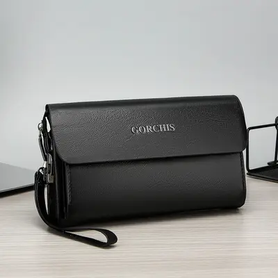 Men's Clutch Bag with Combination Lock, Crocodile Pattern, Multiple Card Slots - 9