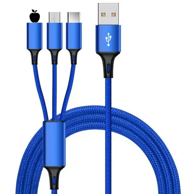 Nylon geflochtenes ein bis drei in einem Datenkabel Handy-Ladekabel three in one schnellladen 3A für Apple Android Typ - 10