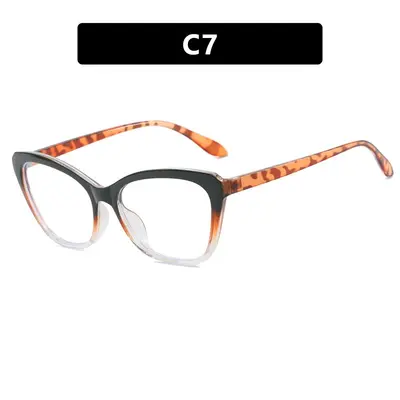 Cat-Eye Frame Plain Lens Glasses for Everyday Wear - 12