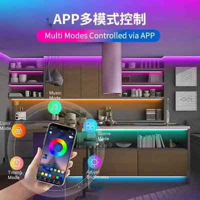 24V Bluetooth RGB LED Şerit Işık Seti, Ses Algılamalı, Oyun Odası İçin
