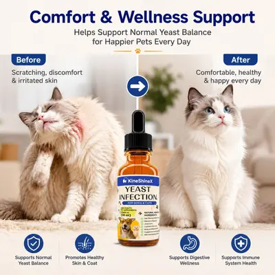 KineShineX Pet Yeast Daily Care Drops for Dog and Cat Skin and Coat