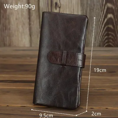 Oil Wax Genuine Leather Men's Short Wallet, Retro Multi-Card Cowhide - 11