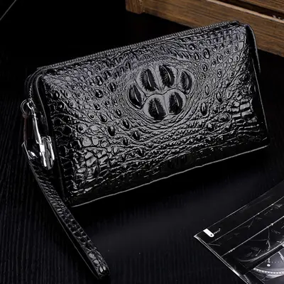 Crocodile Pattern Men's Clutch Bag, Lightweight, Large Capacity - 2