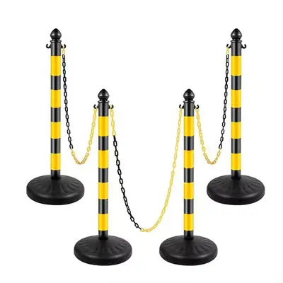 Chain-Linked Water-Filled Traffic Warning Barrier with Reflective Post - 5
