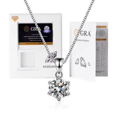 Moissanit-Anhänger-Halskette S925 Sterlingsilber rhodiniert - 10