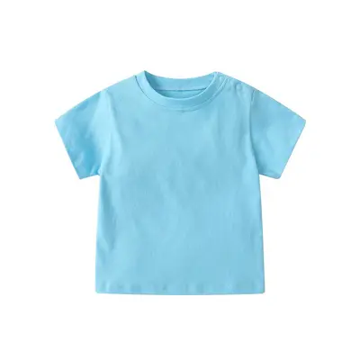Baby-Kurzarmshirt, Rundhals, Schulterknöpfe, Baumwolle, einfarbig - 9