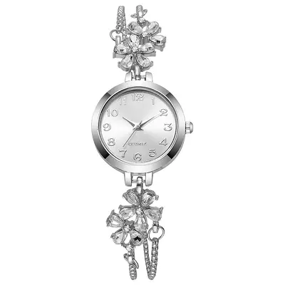 Floral rhinestone women's watch pull-string bracelet - 12