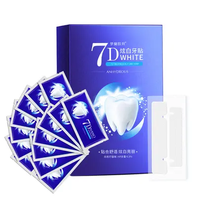 美白牙贴WHITE炫白3D5D9D牙齿去黄脱色贴7对14对一件代发牙齿美白