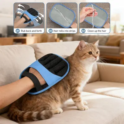 Pet Static Removing Hair Glove Cat Hair Cleaner Deshedding Brush Cat Hair Brush Lint Remover Hair Removal Tool Dog Hair Cleaning Magic