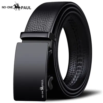 Paolo Genuine Men's Soft Leather Belt Casual Automatic Buckle Business Korean Style Waistband Middle-aged Youth Fashion Casual Pants Belt