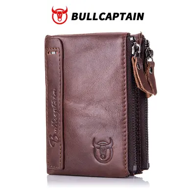 Men's Retro Genuine Leather Zipper Wallet, Vertical, Top-Grain Cowhide - 7