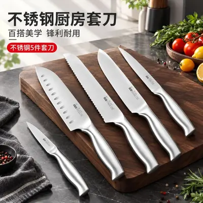 跨境不锈钢刀具套装4cr13空心柄酒店锋利厨师刀三德刀高级水果刀