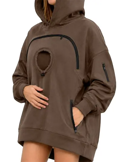 Women's Hooded Zip-Up Fleece-Lined Sweatshirt with Pocket - 6