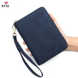 RFID korumalı pasaport cüzdanı, fermuar kapanış, büyük kapasite - 8