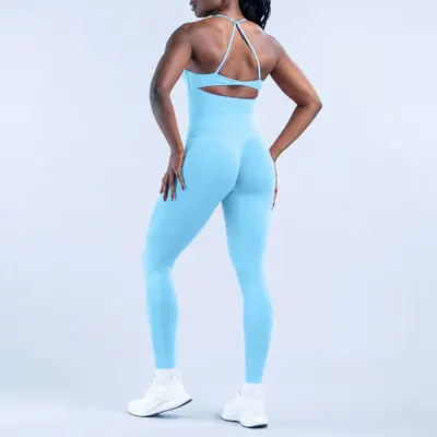 Seamless Backless Yoga Set for Women, Peach Hip Effect, Tight Running Fitness Suit - 8