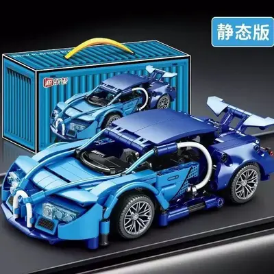 Bugatti montaj yapı blokları spor araba oyuncağı, mekanik set, erkek çocuklar için hediye