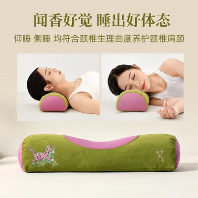 Mugwort cervical pillow with buckwheat fill and heat therapy