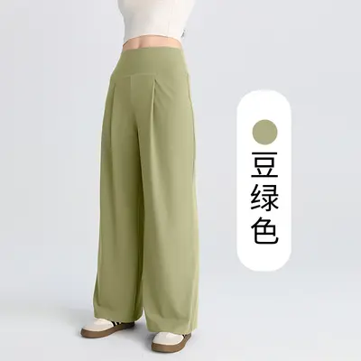 Kadın Yoga Pantolonu, İnce Dökümlü Kumaş, Yüksek Bel Düz Paça - 8