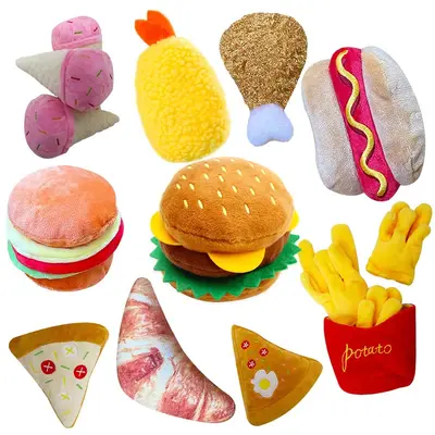 Peluş köpek oyuncağı, sesli, pizza ve ekmek tasarımı - 3