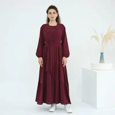 Loriya LR1018 Düz Renk Büyük Beden Elbise, İki Parçalı Takım