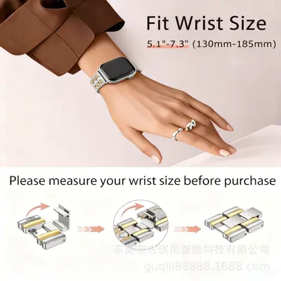 Kompatibel mit i Watch Armband 11. Generation Damen, modernes, schönes Metallarmband mit verstellbarem Nietdesign, grenzüberschreitend