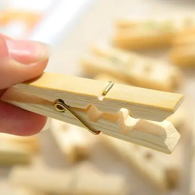 Bambu Ahşap Çamaşır Mandalı, Rüzgar Geçirmez, Küçük Boy, Yorgan Kurutma