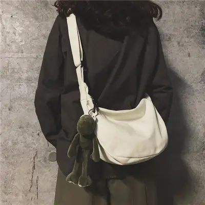 Erkekler, öğrenciler, modaya uygun kadınlar için kanvas çapraz çanta, moda markası, hip-hop, Japon tarzı, gündelik, çok yönlü küçük omuz çantası.