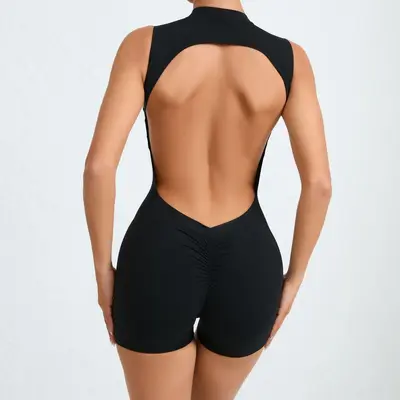 Sleeveless Backless Yoga Jumpsuit with Removable Chest Pads - 7