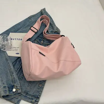 2025 summer new style simple and versatile university student solid color comfortable sports backpack shoulder bag men's lightweight crossbody bag women's - 9