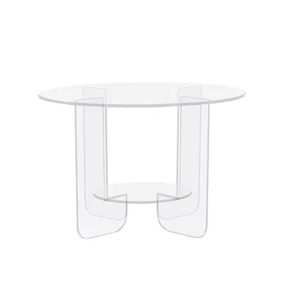 Transparent Acrylic Minimalist Italian-Style Coffee Table with Slate Top - 7