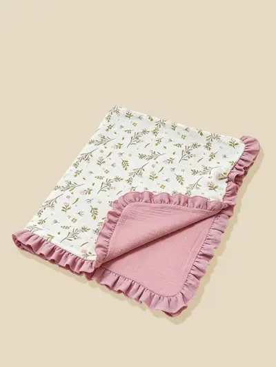 4-Layer 100% Cotton Ruffled Baby Swaddle Blanket