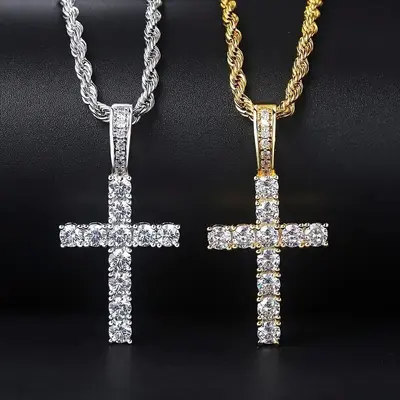 Hip-hop cross necklace men, zircon stone - 7