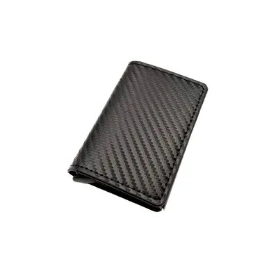 Çoklu kart yuvalı, otomatik açılır metal kart kutusu, RFID hırsızlığa karşı korumalı fırçalanmış karbon fiber kart tutuculu sınır ötesi Avrupa ve Amerikalı erkek cüzdanı