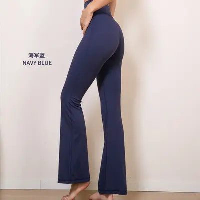 微喇瑜伽裤蜜桃臀女健身长裤高腰提臀运动裤紧身普拉提阔腿瑜伽服 - 10