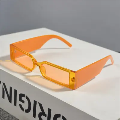Retro Rectangular Narrow Frame Sunglasses, Unisex Hip-Hop Style - 11