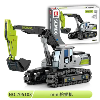 中国积木儿童2025新款工程车系列挖掘机吊车起重机男孩子拼装玩具 - 7