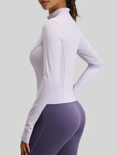 Women's Yoga Jacket, High Stretch, Breathable, Stand Collar with Zip - 3
